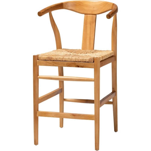 Fika Wishbone Counter Stool in Hand Woven Seagrass & Wood (Set of 2)