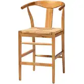 Fika Wishbone Counter Stool in Hand Woven Seagrass & Wood (Set of 2)