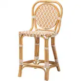Mattie Bistro Counter Stool in Natural Rattan & Beige & White Poly