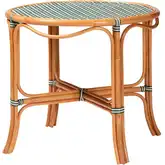 Mattie 33.5" Round Bistro Dining Table in Natural Rattan & Green & White Poly