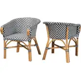 Max Dining Chair in Natural Rattan & Black & White Poly (Set of 2)