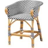 Max Bistro Counter Stool in Natural Rattan & Black & White Poly
