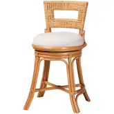 Amina Swivel Counter Stool Natural Rattan & Neutral Fabric