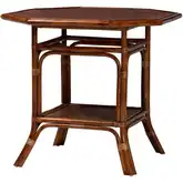 Jayanti 32" Bistro Dining Table with Shelf in Hand Woven Marbled Tortoise Rattan