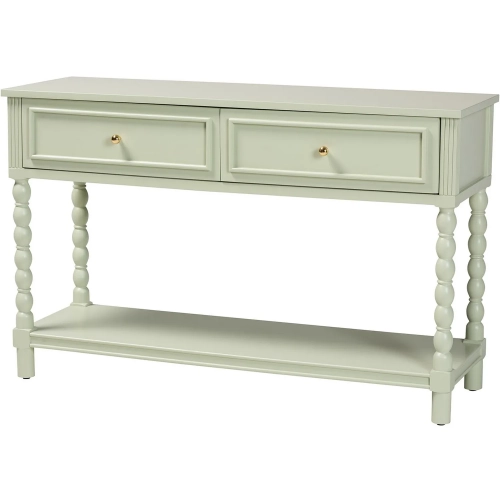 Karnia 2 Drawer Console Table in Mint Green Wood