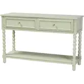 Karnia 2 Drawer Console Table in Mint Green Wood