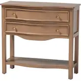 Kelila 2 Drawer Curved Console Table in Champagne Brown Finish Wood