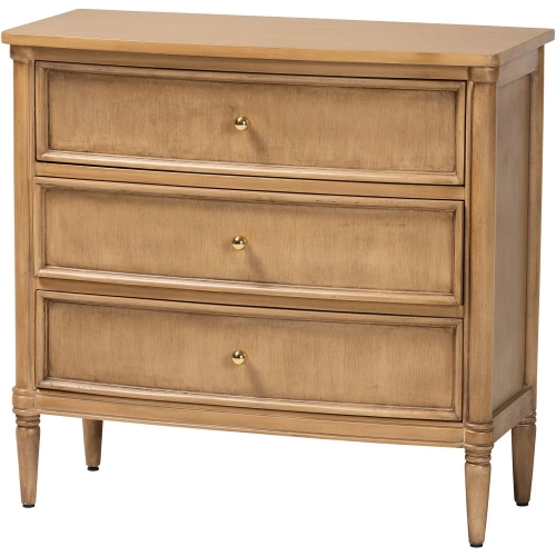 Karmel 3 Drawer Curved Chest in Light Oak Brown Finish
