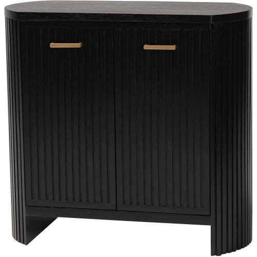 Keshet 2 Door Fluted Accent Cabinet in Black Wood