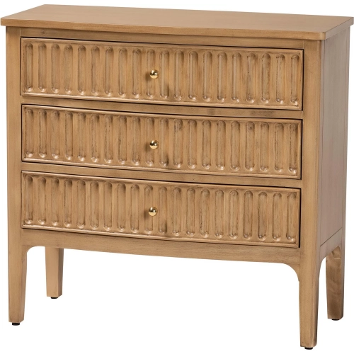 Lavi Fluted 3 Drawer Chest in Antique Beige Finish Wood
