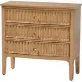 Lavi Fluted 3 Drawer Chest in Antique Beige Finish Wood