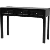 Leah 3 Fluted Drawer Console Table in Black Wood