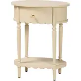 Liba Scalloped 1 Drawer End Table in Biscotti Beige Wood