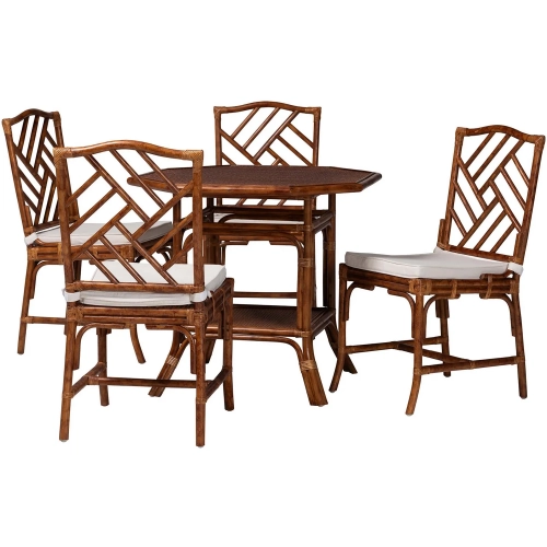 Simon 5 Piece Octagonal Dining Set in Marbled Tortoise Rattan