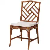 Rio Rattan Dining Chair in Hand Woven Marbled Tortoise Rattan & Neutral Fabric (Set of 2)
