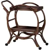 Selah Tray Top Kitchen Serving Cart in Coffee Bean Brown Rattan