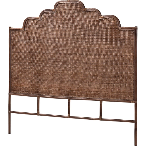 Raphaela Arched Queen Standalone Headboard in Coffee Bean Brown Rattan