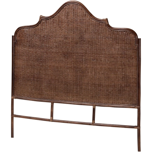 Jaelle King Arch Top Standalone Headboard in Coffee Bean Brown Rattan