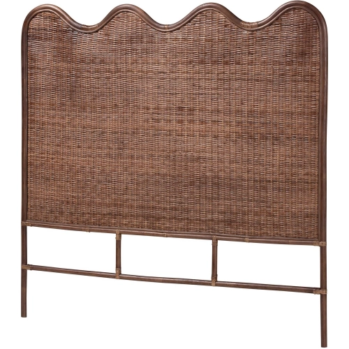 Einya King Scalloped Standalone Headboard in Handwoven Coffee Bean Rattan
