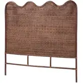 Einya King Scalloped Standalone Headboard in Handwoven Coffee Bean Rattan