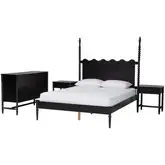 Brantley Spindle 4 Piece King Bedroom Set in Black Wood