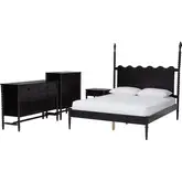 Brantley Spindle 4 Piece King Bedroom Set in Black Wood