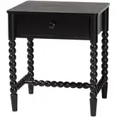 Brantley Spindle 1 Drawer Nightstand in Black Wood