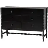 Brantley Spindle 6 Drawer Dresser in Black Wood