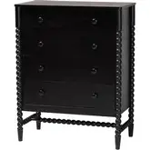 Brantley Spindle 4 Drawer Chest in Black Wood