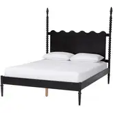 Brantley Spindle King Poster Platform Bed with Scalloped Headboard in Black