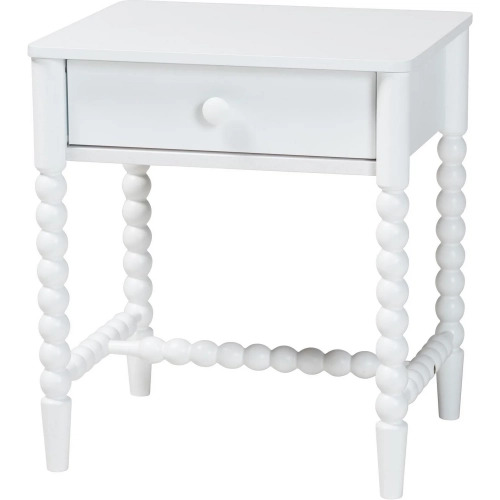 Brantley Spindle 1 Drawer Nightstand in White Wood