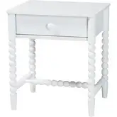 Brantley Spindle 1 Drawer Nightstand in White Wood