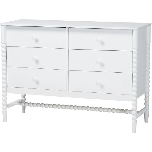 Brantley Spindle 6 Drawer Dresser in White Wood
