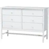 Brantley Spindle 6 Drawer Dresser in White Wood