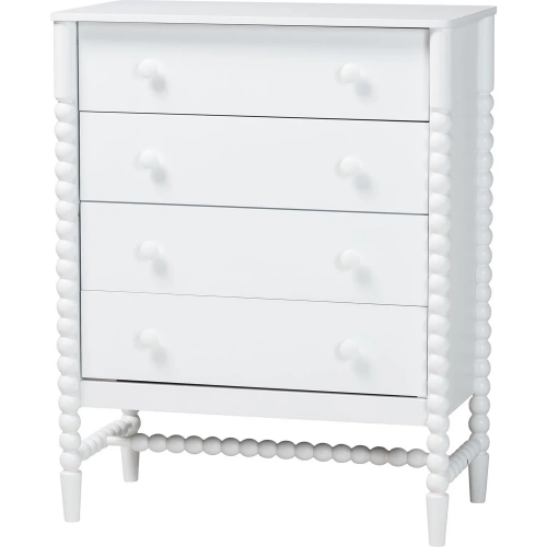 Brantley Spindle 4 Drawer Chest in White Wood