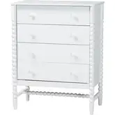 Brantley Spindle 4 Drawer Chest in White Wood