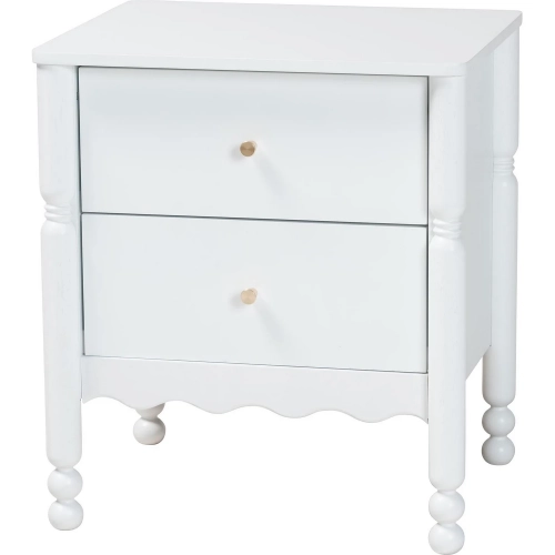 Hoffman Scalloped 2 Drawer Nightstand in White Wood