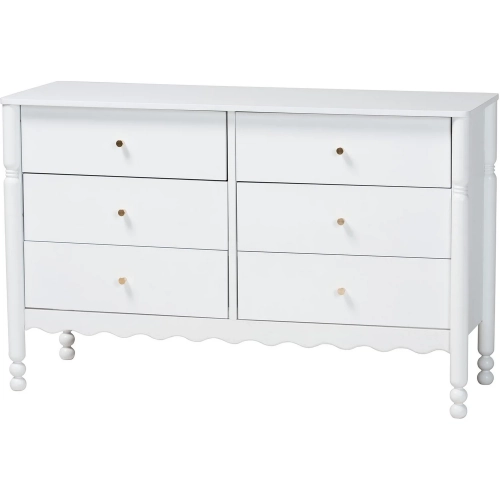 Hoffman Scalloped 6 Drawer Dresser in White Wood