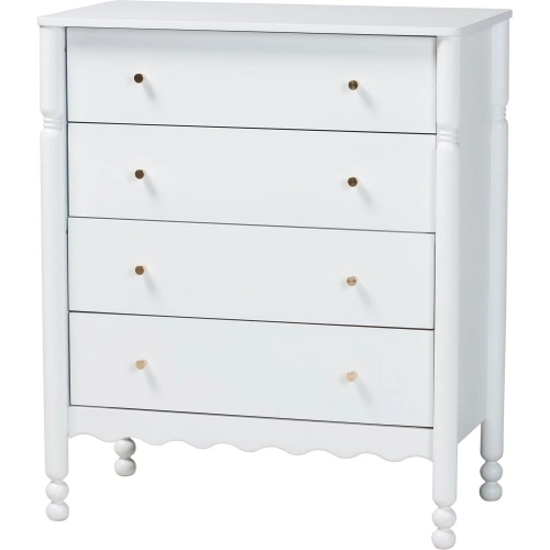 Hoffman Scalloped 4 Drawer Chest in White Wood