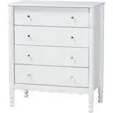 Hoffman Scalloped 4 Drawer Chest in White Wood