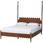 Hoffman Scalloped King Poster Platform Bed in Walnut Brown Finish Wood