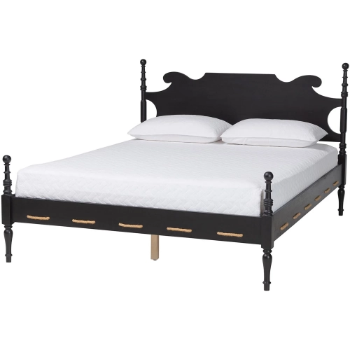 Gaetano Queen Four Turned Post Platform Bed in Black Wood