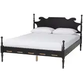 Gaetano Queen Four Turned Post Platform Bed in Black Wood
