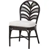 Niven Dining Chair in Espresso Brown Natural Rattan & White Fabric (Set of 2)