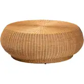 Beatriz Round Drum Coffee Table in Natural Rattan