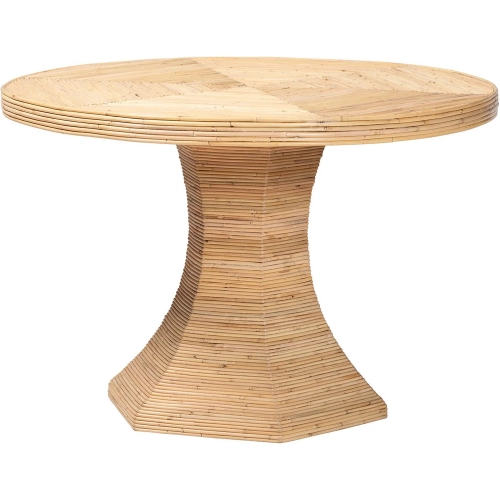 Benito 45' Round Hourglass Pedestal Dining Table in Natural Rattan