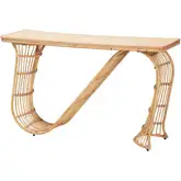 Araceli S Curve Console Table in Handwoven Rattan