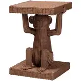 Miyoco Monkey Shaped End Table in Handwoven Rattan