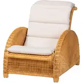 Aries Chaise Lounge Chair in Natural Rattan & White Fabric