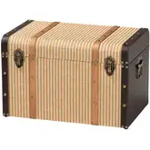 Manton Storage Trunk in Light Brown & Dark Brown Wood & Faux Leather